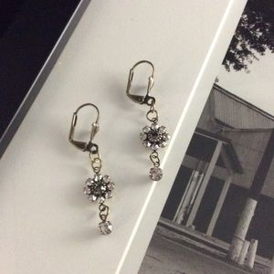 Beautiful Antique Bronze and Crystal Earrings